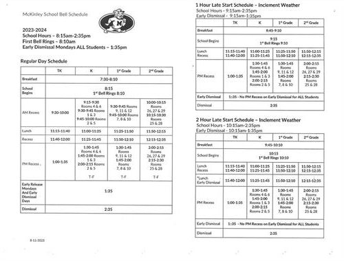 2023-2024 Bell Schedule