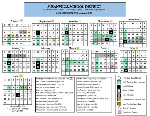 2023-2024 Susanville School District Calendar